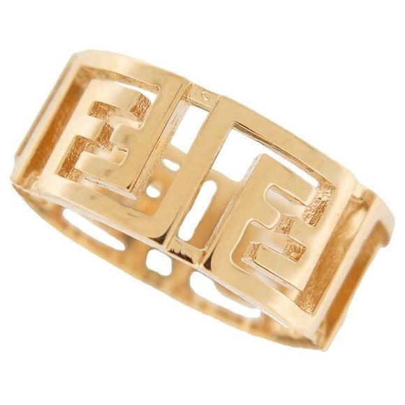 Fendi Jewelry - FENDI RING FF VERSACE FENDACE T54 8AH596 METAL GOLD RING Golden Size 6